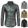 Men's Casual Shirts Snakeskin Bronzing Printed Shirt Spring And Autumn Lapel Long-sleeved Single-breasted Slim Club Wear