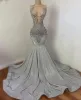 Sparkly Mermaid Prom Dresses For Black Girls Beaded Diamond Women Party Gowns Robe Soiree Vestidos de Gala