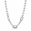 Womens Original ME Series Beaded Double Layer Chain and Pearl Necklace 925 Sterling Silver DIY Charm Jewelry Gift 240305