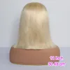 Blond rak 613 kort spets bob wigtransparent spets främre mänskliga hår peruker 180 densitet brasiliansk rak mänsklig hår peruk