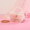 Children Wallet Small Bag Cute Girl Classic Coin Purse Handbag Flower Beading Princess Kid Money Baby Shoulder 240306