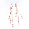 Orecchini pendenti in oro viola 585 goccia lunga per le donne placcato 14K rosa catena di osso di serpente nappa stella orecchini gioielli regalo elegante