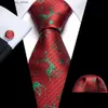Neck Ties Silk Men Tie for Christmas Necktie Hankerchief Cufflinks Set Xmas Festival Cravat with Gift Box Red Green Snow Santa Reindeer L240313