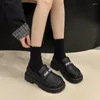 Scarpe eleganti stile britannico piccola pelle per donna inverno più velluto caldo piattaforma slip-on mocassini con tacco spesso