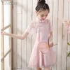 Girl's Dresses Summer Dress Chinese Style Close-Fitting Dress School Student Outfit Clothes Kids Cheongsam Traditional Dress for ldd240313