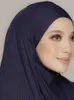 Jersey de coton côtelé Hijab écharpe longue châle femmes foulard musulman enveloppes bandeau rayé Maxi Turban extensible plissé Bandana 240301