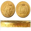 A Set Of 1923-1982 9pcs Soviet Craft Russian 1 Chervonetz 10 Roubles CCCP USSR Lettered Edge Gold Plated Russia Coins COPY233e