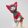Giyim Sfinx Kedi İçin Yeni Noel Kar Takım Kıyafetleri Tüysiz Kedi Kış Ceketi için Sıcak Kazak Devon Rex Pet Ürün için