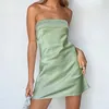 Casual jurken elegante satijnen strapless tube dress vrouwen club party cocktail vestidos sexy backless uitgesneden mini jaren 90 vintage streetwear