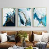 Nordic Soyut Renk Spalsh Mavi Altın Tuval Boyama Posteri ve Yazdır Eşsiz Dekor Duvar Sanatı Resimleri Oturma Odası Yatak Odası317U