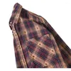 Chemises décontractées pour hommes Jeunesse japonaise Pure Coton Rayé Plaid Tendance Marque Chemise florale à manches longues Automne Lâche Couleur Assortie Veste