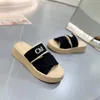 Högkvalitativ mode sommar Mila tofflor Pool Men Sandal Luxurys Designer Loafer Beach Sliders New Style Slide Women Platform Sandale Canvas Mule Storlek 35-45 med låda