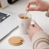 Herramientas 360 ml novedad estilo europeo taza de café de cerámica pintada en oro claro con tapa cuchara taza de agua Taza de leche de dibujos animados