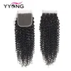 yyong hair brazilian kinky colly bundles with closure 3/4 묶음 폐쇄 remy hair weave hundles with closure 240312