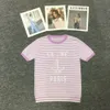 女性用TシャツデザイナーTシャツファッショナブルな女性の新しいレター印刷ピンウエストショートカット短袖トップ女性トップ