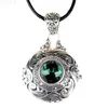 Pendentif colliers Ouverture main gravure couleur argent creux vert Zircon boîte pendentif collier bricolage aromathérapie comprimés charme bijoux cadeaux L24313