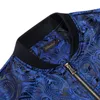 Giacca blu navy per man jacquard con cerniera jacquard cappotto pasiley tessuto sportivo uniforme a maniche lunghe tops abita per l'autunno inverno 240312