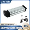 Liitokala 36V Silver Fish Battery 36V 10AH 12AH 15AH 20AH 25AH Elektriskt cykelbatteri för 500W BAFANG MOTOR Electric Bicycle Kits