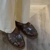 Sandały włoski letni angielski retro 100G ręka warstwa brygadzista tkana skórzana swobodna gurkha Roman dla mężczyzn