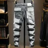 Męskie dżinsy Nowe wiosenne jesień w stylu koreańskim Kpop Designer Streetwear 90s Slim Cowboy Grey Stretch Work zużycie spółek długie spodnie Man L240313