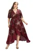 Robes portefeuille longues bohème à imprimé floral de grande taille pour femmes 240312