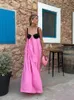 Womens Fashion Color Matching Strap Maxi Dress Womens Sexy Shoulderless Sleeveless Dress Womens Party Holiday Dress 240313