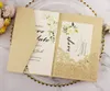 20pcsLot Burgundy Pocketfold Laser Cut Flower Wedding Invitation Cards Three Folded Card Pocket Greeting Invitation Cover 15 240301