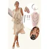 Casual Dresses 5st/Set Vintage 20s 1920s Dress Outfits the Great Gatsby Womes paljetter Tassel Fringe Evening