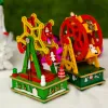 Caixas Christmas New Wood Wood Painted Ferris Wheel Christmas Music Box Christmas Child Gift Music Box Decoração