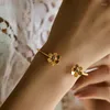 Pulseira geométrica 18k banhada a ouro simples elegante flor aberta manguito pulseiras metálicas joias mulheres meninas