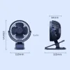 Electric Fans USB Charging Desktop Fan Clip Type Portable Mini med 360 graders rotation Justerbar lämplig för studentens sovsalarh240313