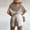 Summer Knitwear Casual Women Solid Holiday Beach Ogólna krótkie rękawie Romper Seeks