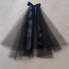 Veli da sposa Elegante abito da sposa corto in tulle Nero Bordo in nastro Fiocco con pettine per capelli Velo Accessori da matrimonio sposa