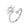 Obracający się słonecznikowy Diamentowy Diamentowy Kobiet Prosty wszechstronny kreatywny styl regulowany pierścień do chłodnych i modnych rękodzieło