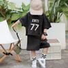 Fashion kids letter number printed T-shirt boys girls V-neck short sleeve casual Tees designer children cotton clothing Z7148