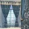 Curtains Nordic Luxury Curtains for Living Dining Room Bedroom Blackout Double Layer Villa Curtains Embroidered Curtains Tulle Integrated