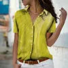 Blouses Femmes Été Femmes Dégradé 3D Imprimer Chemises Streetwear Lady Bouton Chemise À Manches Courtes Élégant Surdimensionné Top Vêtements Féminins