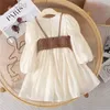 Girl's Dresses Long Sleeve Chiffon Princess Dress PU Leather Vest 2Pcs New Dress And Fashion 2-12 Years Kids Clothes ldd240313