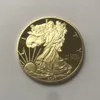 10 peças emblema da águia dom 24k banhado a ouro 40 mm moeda comemorativa estátua americana liberdade lembrança gota moedas aceitáveis324S