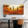 Mulheres africanas pôr do sol pintura em tela abstrata paisagem cartazes e impressões fotos de parede para sala estar casa corredor Decoration297a