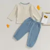 Clothing Sets Baby Kids Boys 2-piece Outfit Contrast Color Long Sleeve Crew Neck T-shirt With Pants Set Fall Casual Clothes