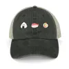 Gorras de bola Happy Kawaii Sushi Patrón Paquete de pegatinas Conjunto Sombrero de vaquero Playa Hombre Lujo Sol Gorra Anime Niño Niño Mujer