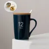 Herramientas 360 ml novedad estilo europeo taza de café de cerámica pintada en oro claro con tapa cuchara taza de agua Taza de leche de dibujos animados