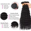 Deep Wave Curly Human Hair Bundles With Transparent 13x4 Spets Frontal Brazilian For Women Weave 3 Bunds with Stängning 240407