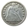 USA 1853 P S Liberty sittande dime silverpläterad kopia mynt hantverk främjande fabrik fin hemtillbehör silver mynt233v