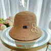 Chapeau seau de styliste élégant, fait à la main, en perles, fleurs, herbe, tissé, de haute qualité, pour vacances, plage