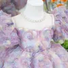Платья для девочек Фиолетовые платья для выпускного вечера Роскошные вечерние для цветочной вечеринки Короткое тюлевое платье принцессы для детей ldd240313