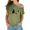 القمصان النسائية 2024 وصول Happy Halloween Witch Bats Tshirt Fashion النساء