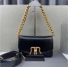 New High Quality Women's Shoulder Bag Fashionable Oil Wax Leather Thick Chain Handbag Detachable Shoulder Strap Buckle Organ Bag 80022