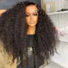 Mogolian Hair HD Transparent Deep Wave Lace Frontal Wig 13x4 Curly Lace Front Human Hair Wigs Glueless Pre Plucked 250% Full Synthetic Wig